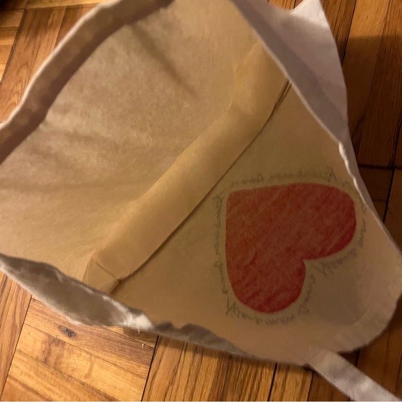 NEW Sezane Red Heart Canvas Tote Bag - Picture 4 of 4